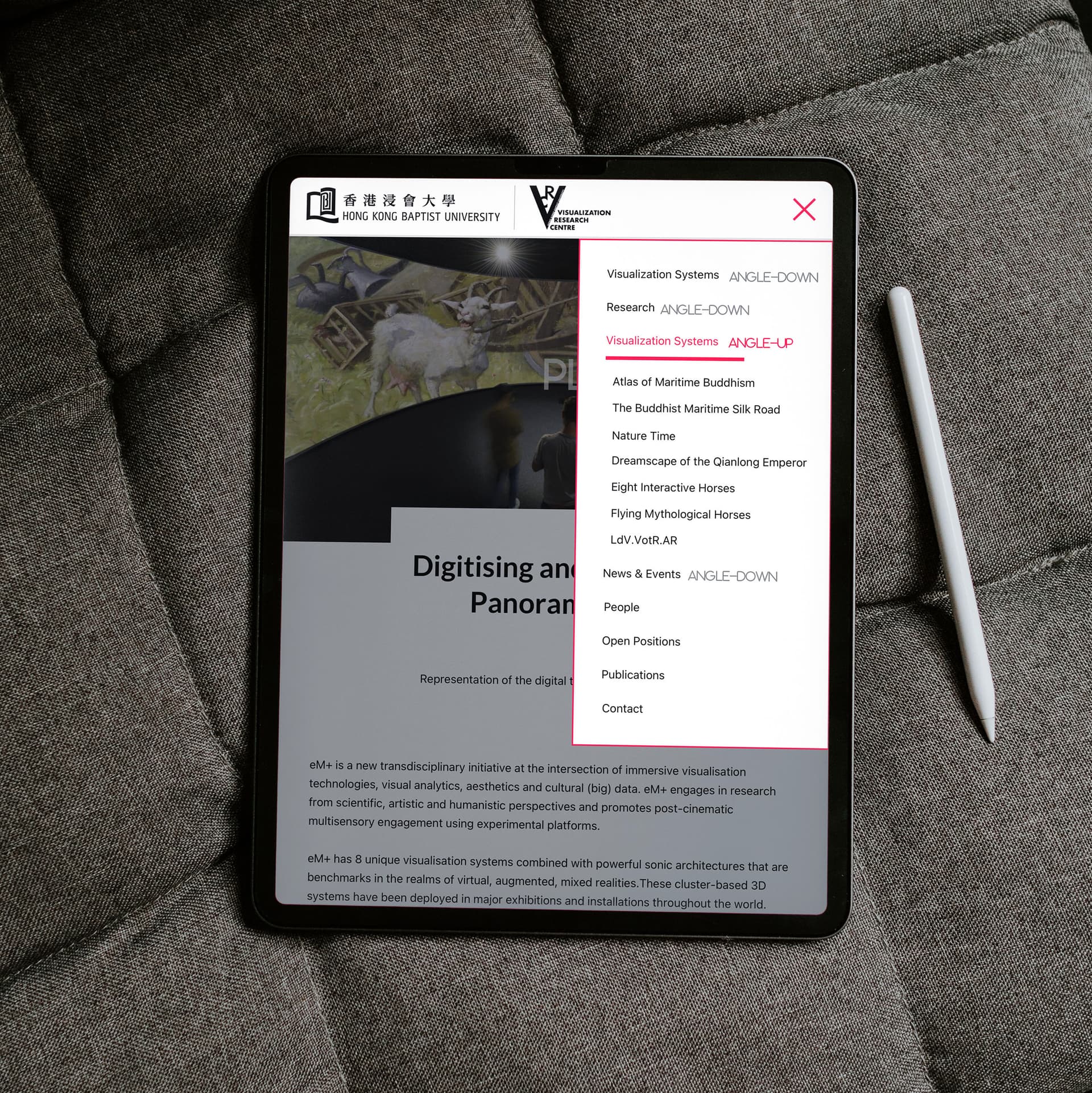 HKBU VRC Website on iPad